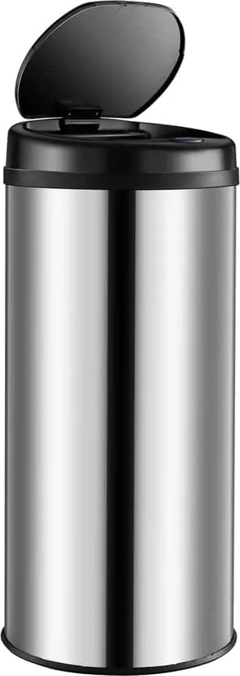 Caixote do lixo em aço inoxidável com sensor e até 50 L, Ø31 x 78 cm Prateado