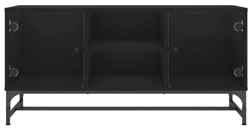 Móvel de TV c/ portas de vidro 102x37x50 cm preto