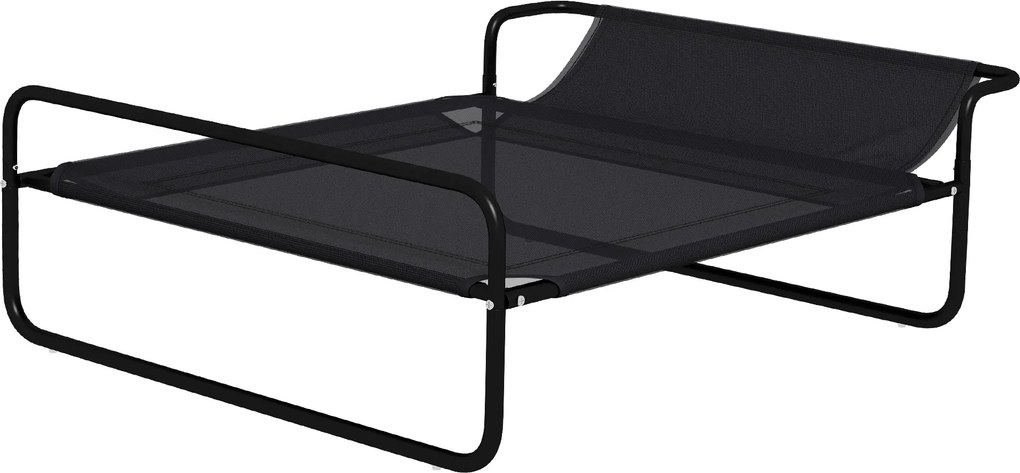 PawHut Cama Elevada para Cães Respirável para Cães Pequenos 91x69x29 cm Tecido de Textilene Apoio de Cabeça Preto | Aosom Portugal