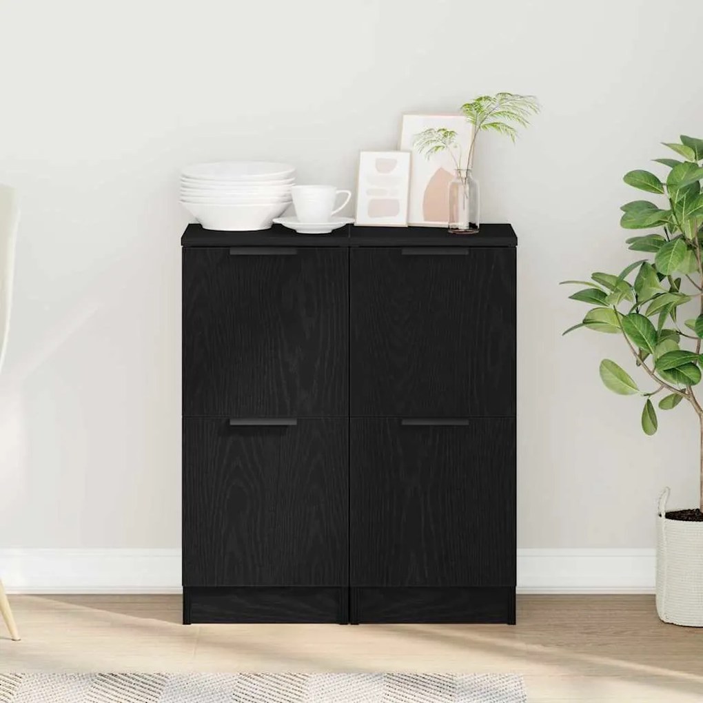 Buffets 2 pcs em Carvalho Preto, 30x30x70 cm, Feito de Madeira Derivad