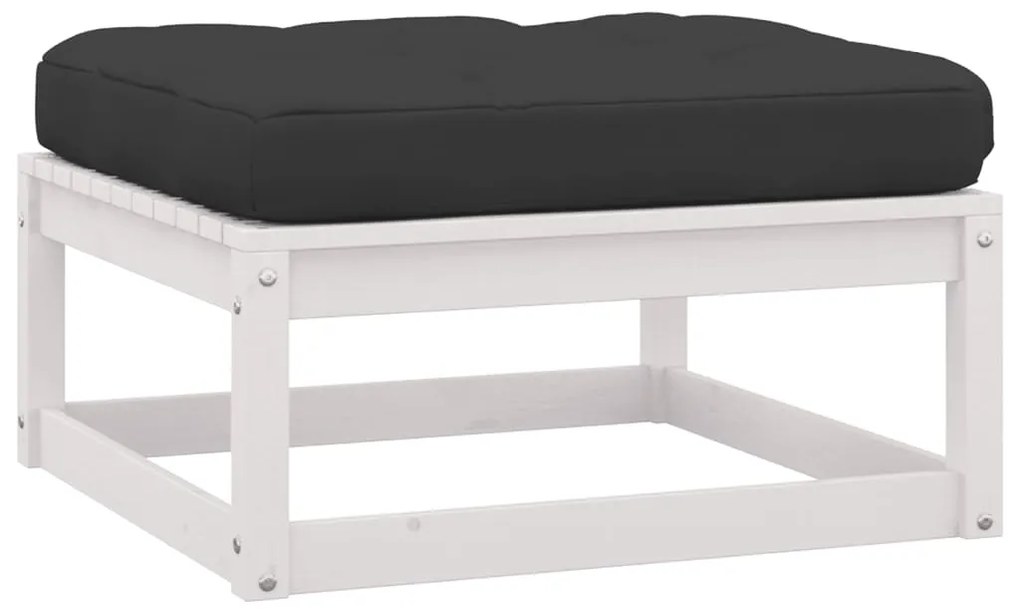 Apoio de pés p/ jardim c/ almofadões 2 pcs pinho maciço branco