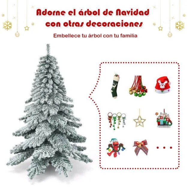 Árvore de Natal com neve de 1,8 m e 657 ramos artificial com base metálica Folhas grossas Fácil de montar e desmontar branco, verde