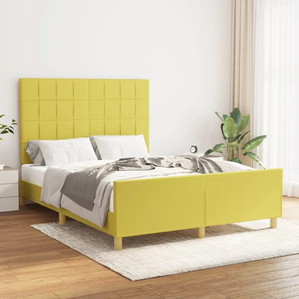 vidaXL Estrutura de cama sem colchão 140x200 cm tecido verde