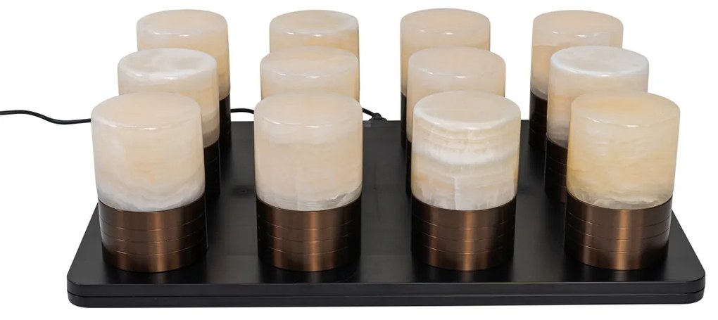 Conjunto de 12 Candeeiros de Mesa Bronze Escuro RGBW Recarregáveis Com Estação de Carregamento Incluída - Alessia