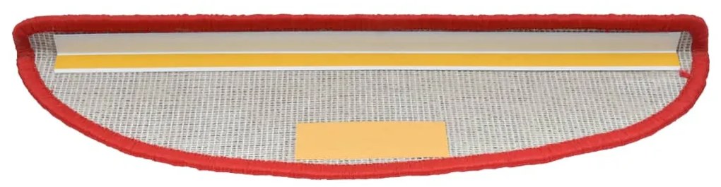 Tapetes de escada 15 pcs 65x21x4 cm vermelho