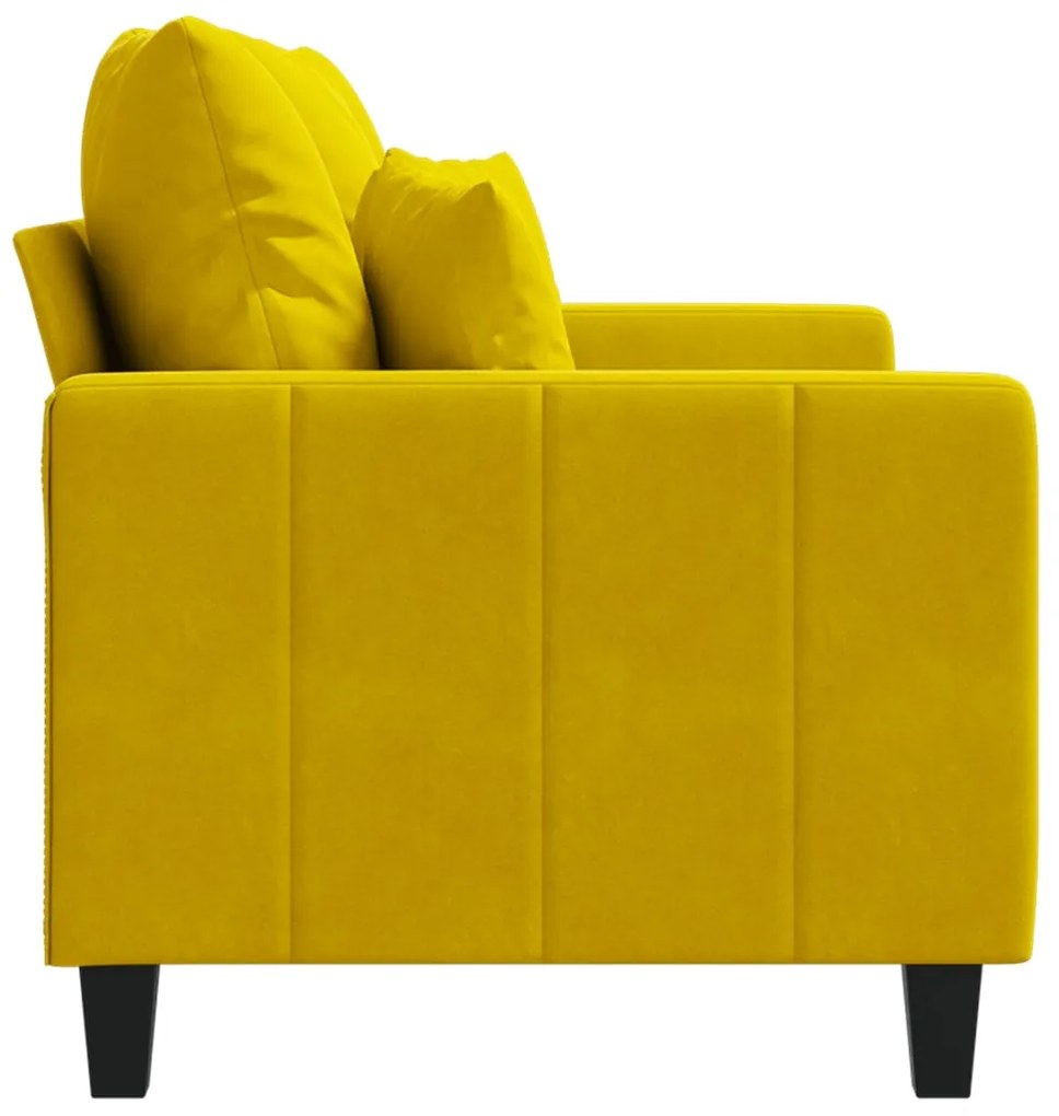 Sofá Cinha de 2 Lugares - Cor Amarelo - 138x77x80 cm - Em Veludo e Est