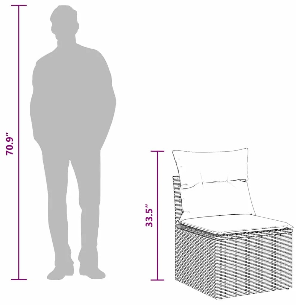 Conjunto de Sofás de Jardim de 14 Peças da com Almofadas de Rattan Pre