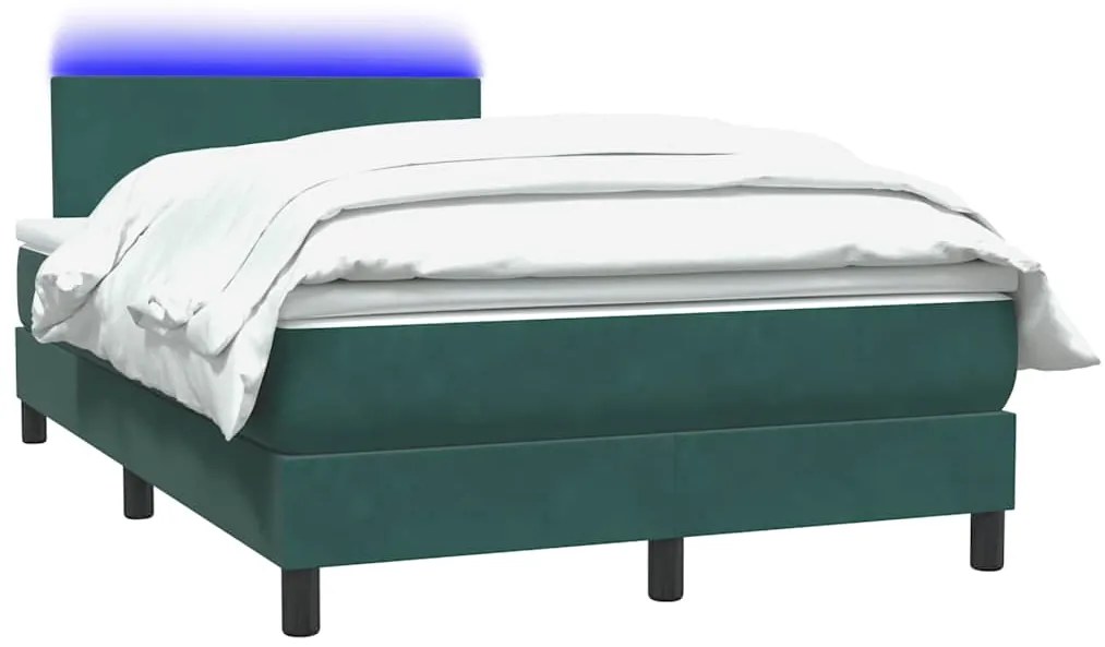 Cama boxspring com colchão 120x210 cm veludo verde-escuro