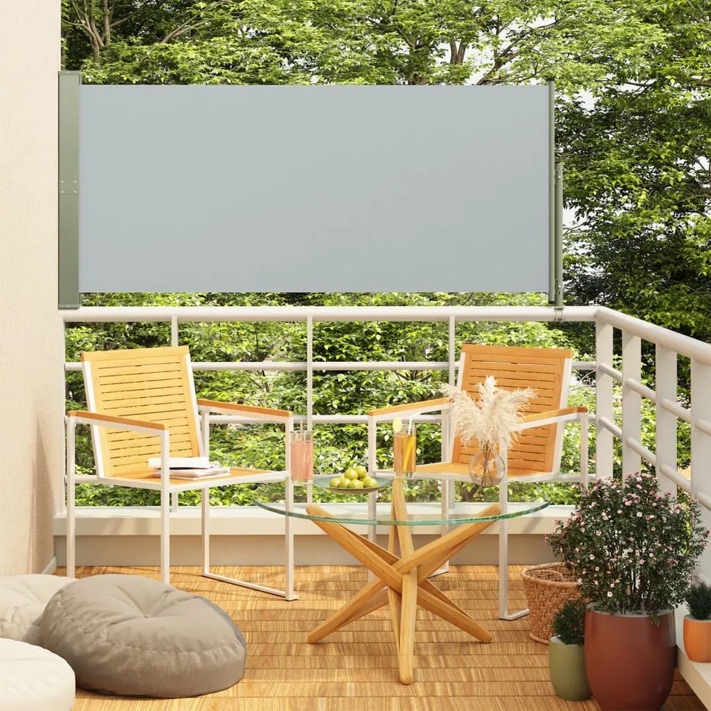 vidaXL Toldo lateral retrátil para pátio 140x300 cm cinzento