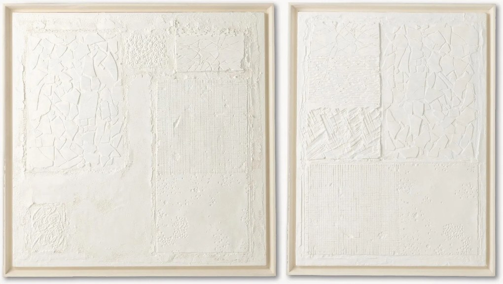 Quadros em madeira de pinho branca Plaster, conjunto de 2