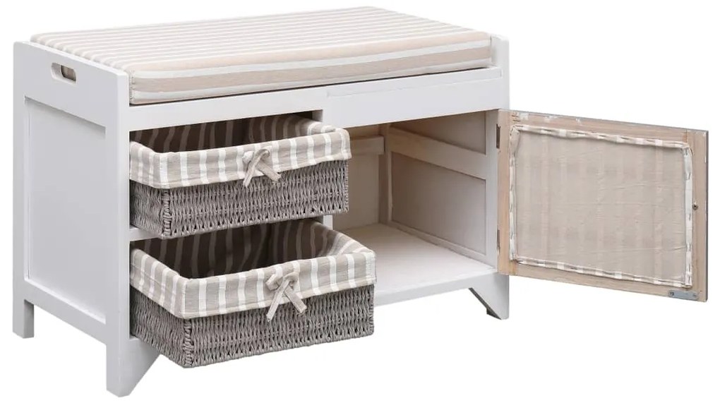 Banco de corredor 70x33,5x45 cm madeira de paulownia branco