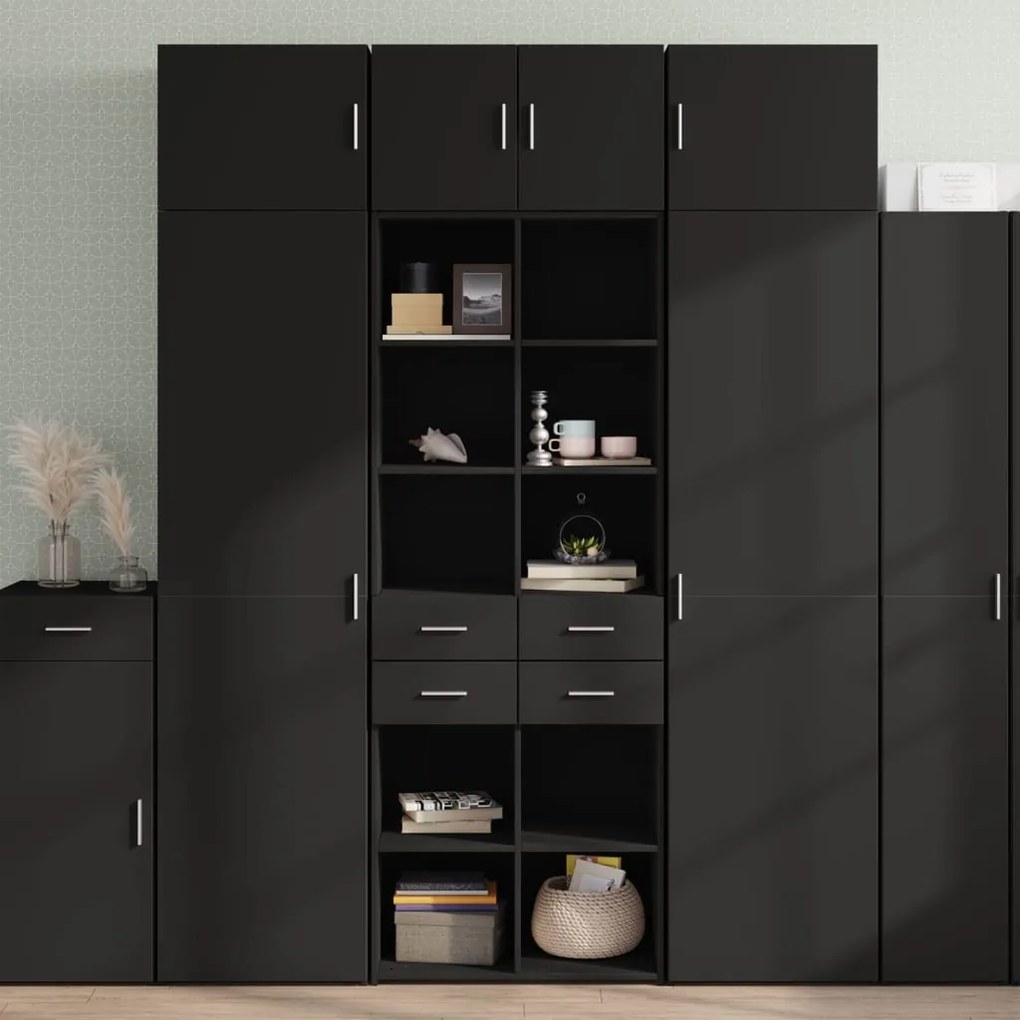 vidaXL Armário de arrumação 70x42,5x225 cm derivados de madeira preto