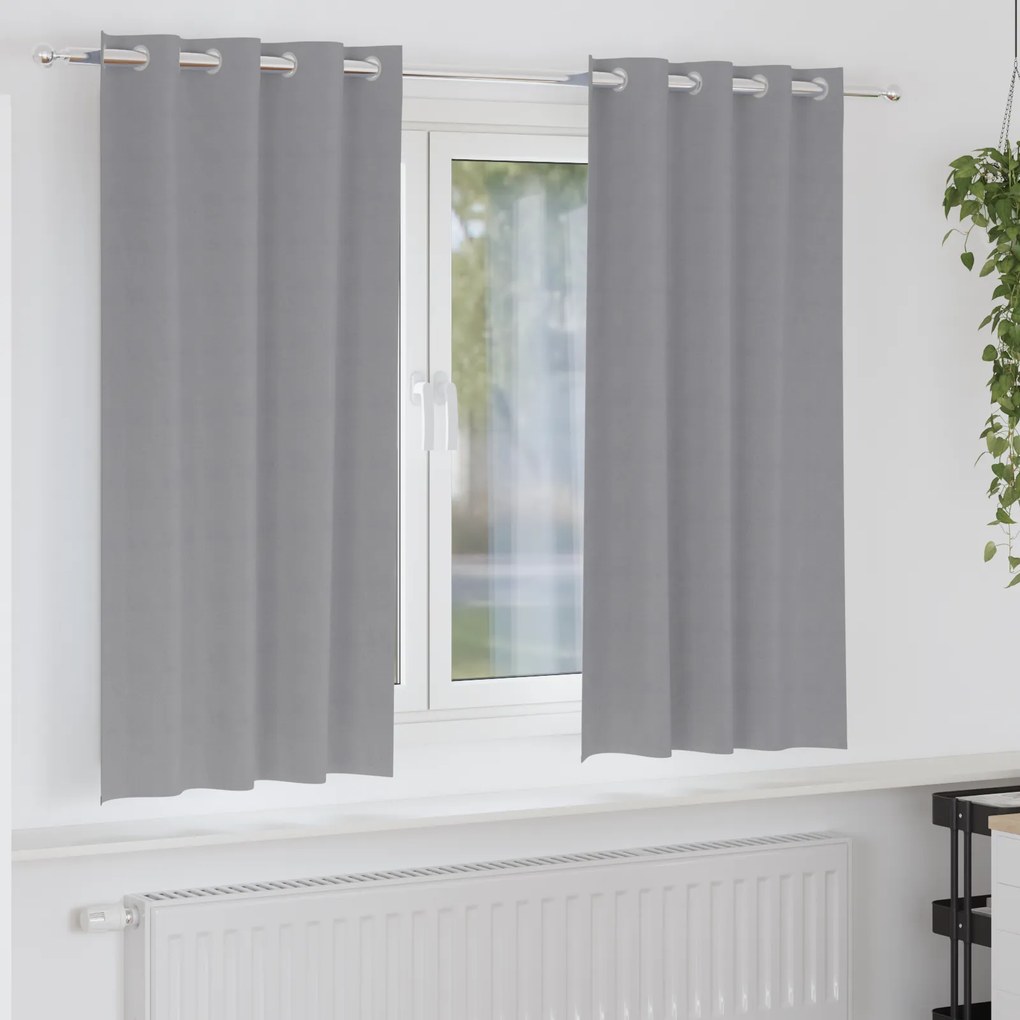 vidaXL Cortinas 2 pcs Cinzento-claro 175 x 140 cm Poliéster