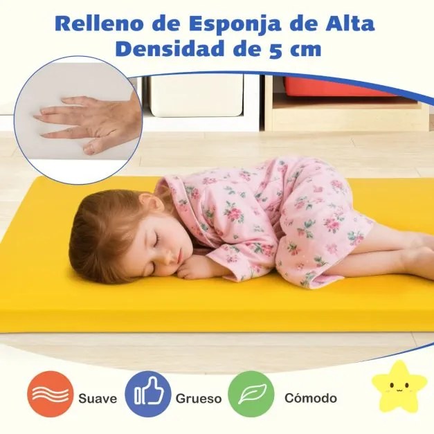 Conjunto 5 Colchões para Descanso Infantil de Espuma para Crianças para Dormir Arco-íris com Capas Multicoloridas