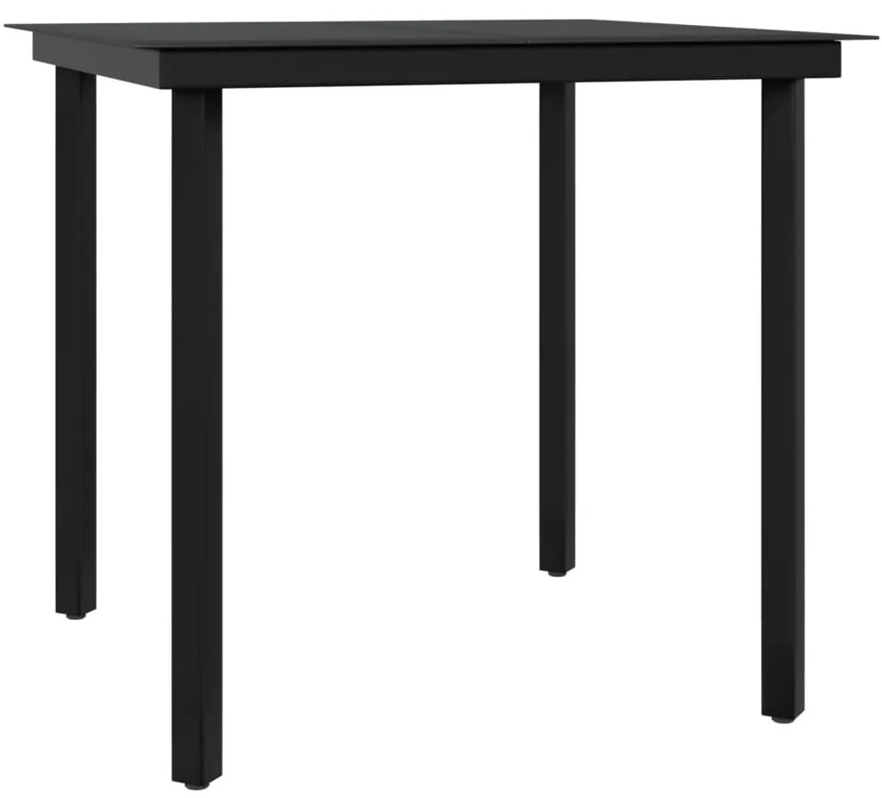 3 pcs conj. de jantar para jardim c/ almofadões cinzento/preto