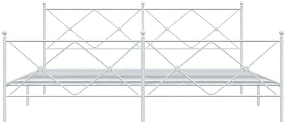 Estrutura de cama com cabeceira e pés 200x200 cm metal branco