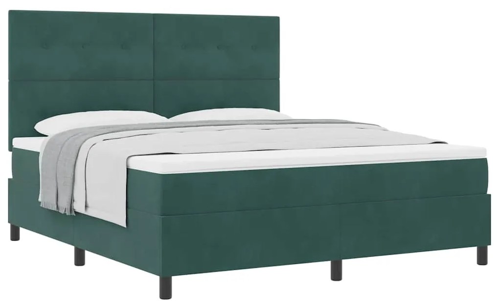 Cama Box Spring com Colchão Verde Escuro Super King de Veludo
