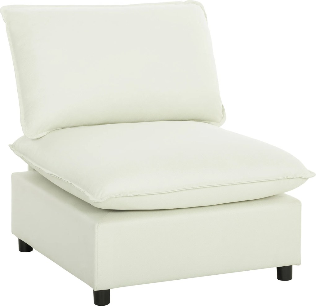 HOMCOM Poltrona de sala, sofá 1 lugar moderno sem apoios de braço com assento largo, almofadas espessas, 146x85x78cm, creme | Aosom Portugal