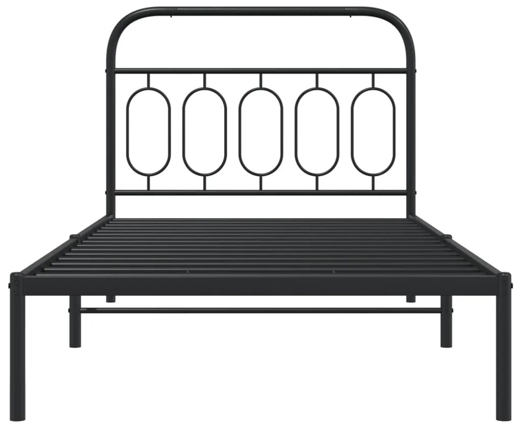 Estrutura de cama com cabeceira 107x203 cm metal preto