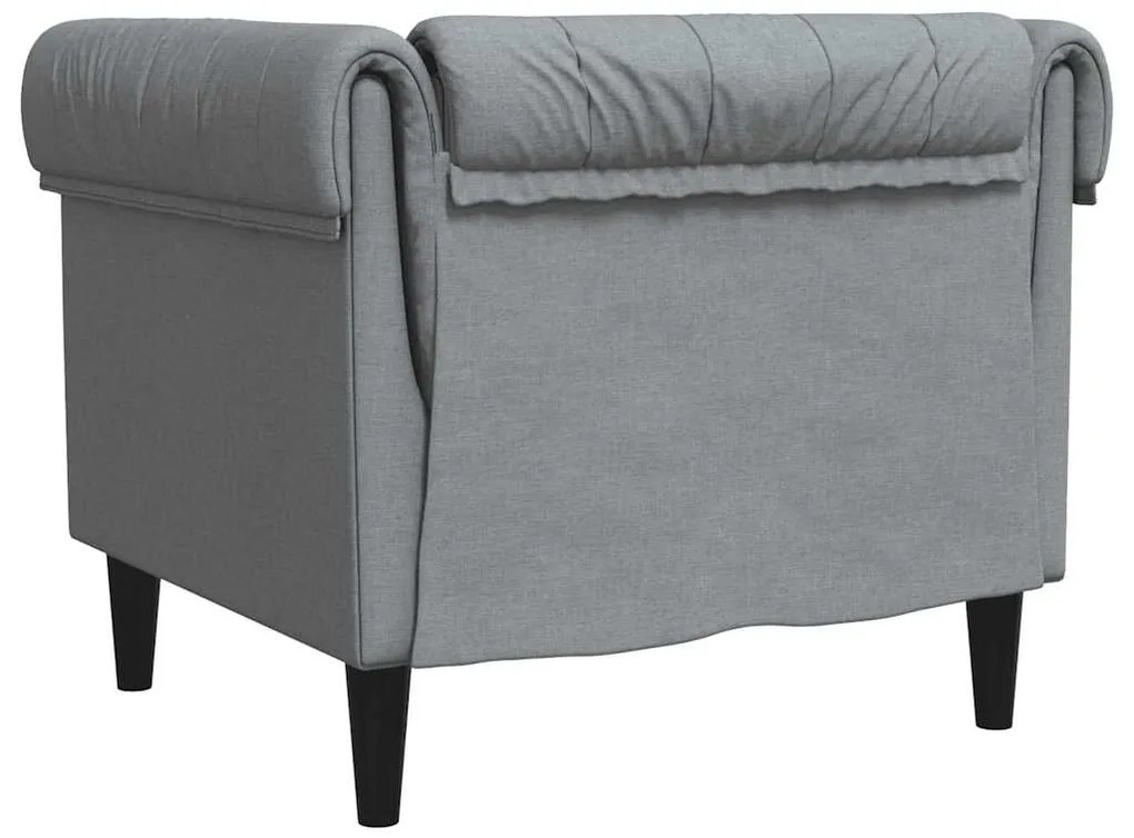 Sofá chesterfield tecido cinzento-claro