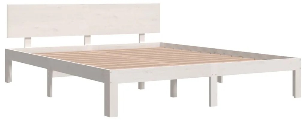 Estrutura de cama 160x200 cm pinho maciço branco