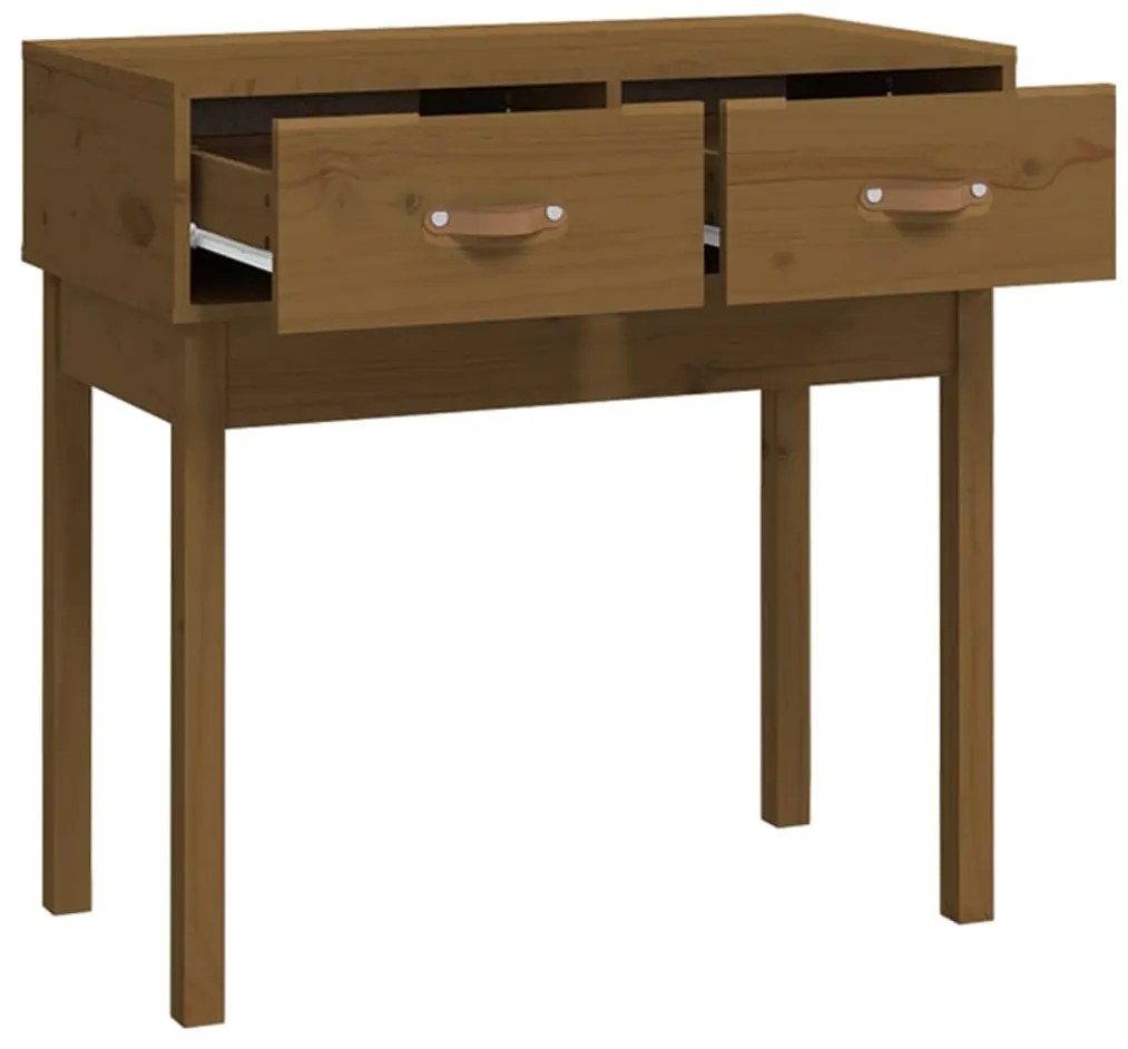 Mesa consola 76,5x40x75 cm madeira de pinho maciça castanho mel