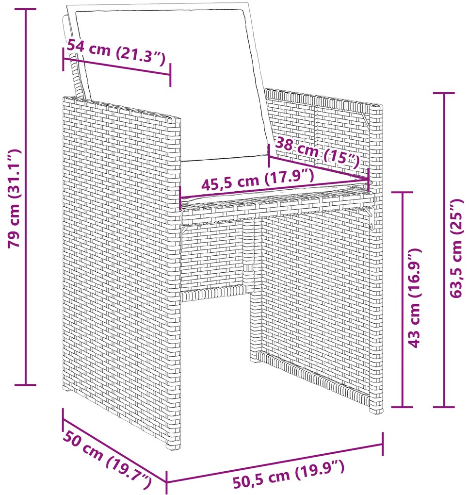 Conjunto de Jantar de Jardim de 5 Peças com Almofadas em Rattan Poly C