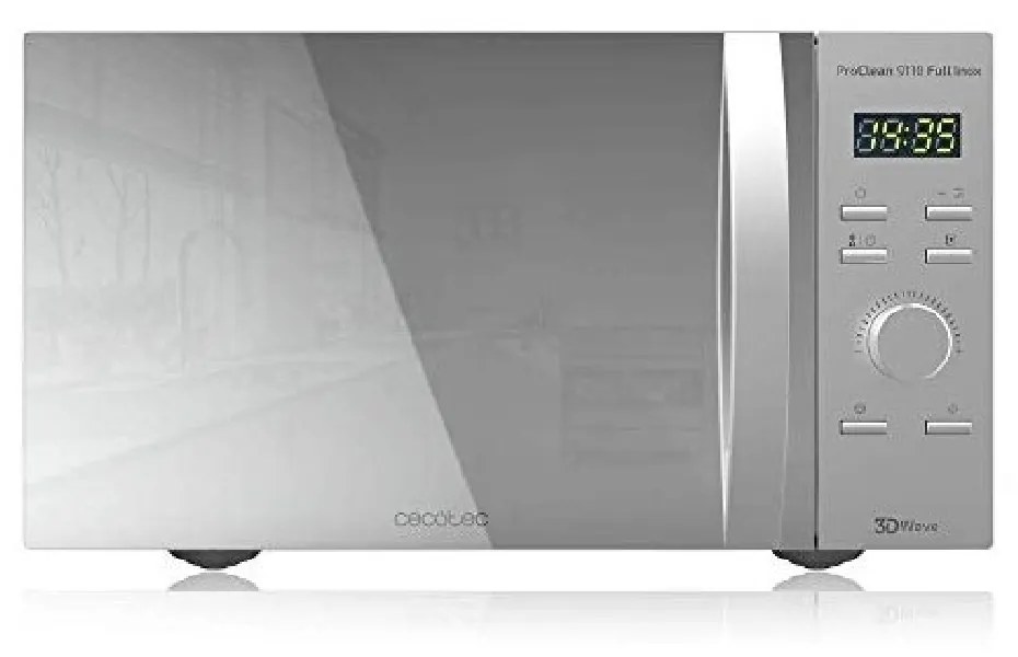 Micro-ondas ProClean 9110 Full Inox 1000 W, 30 l, 5 níveis de potência, 8 programas, temporizador de 60 mins, revestimento Ready2 claro, design fronta