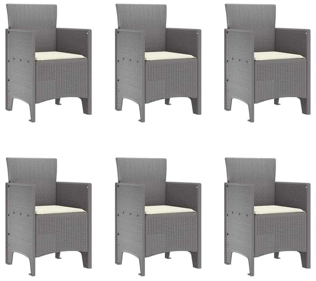 Conjunto de Jantar de Jardim 7 pcs Cinzento-claro