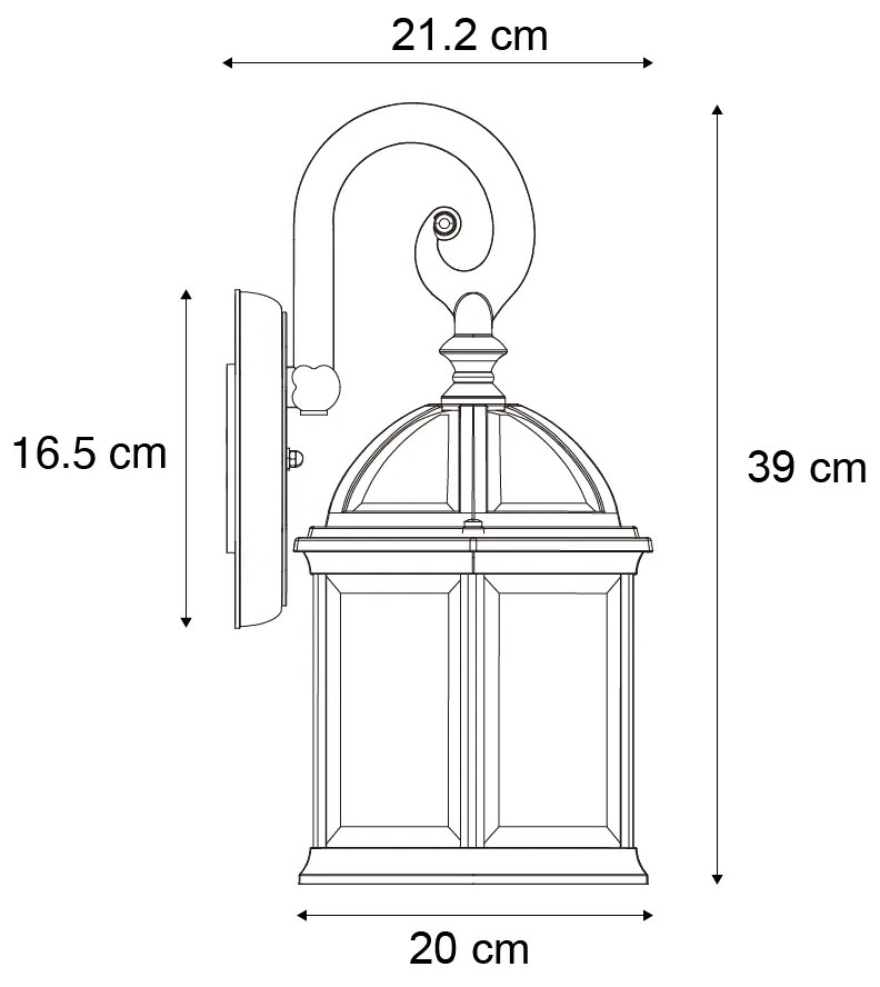 Candeeiro de Parede Exterior Clássico Verde Antigo IP44 - Glasgow