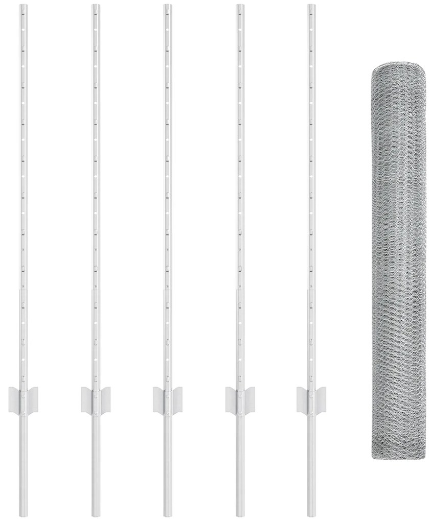 Postes de Cerca vidaXL 10 pcs U-Channel 100 cm Aço Galvanizado