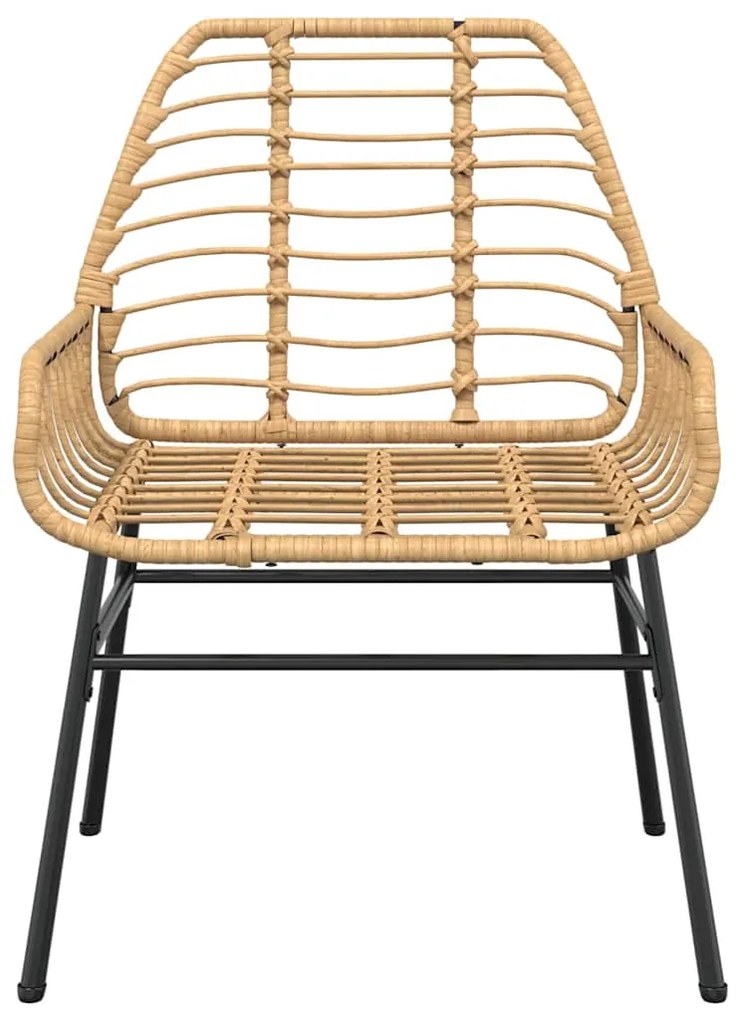 Conjunto jantar jardim 3 peças vidro vime PE castanho