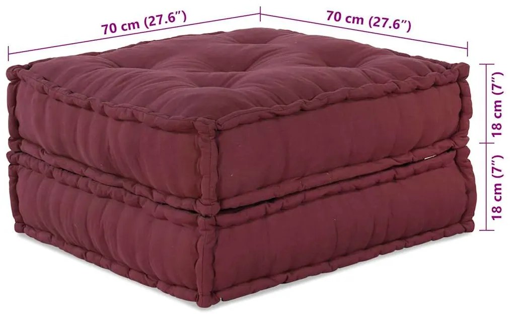 Pufe modular 70x70x36 cm tecido castanho