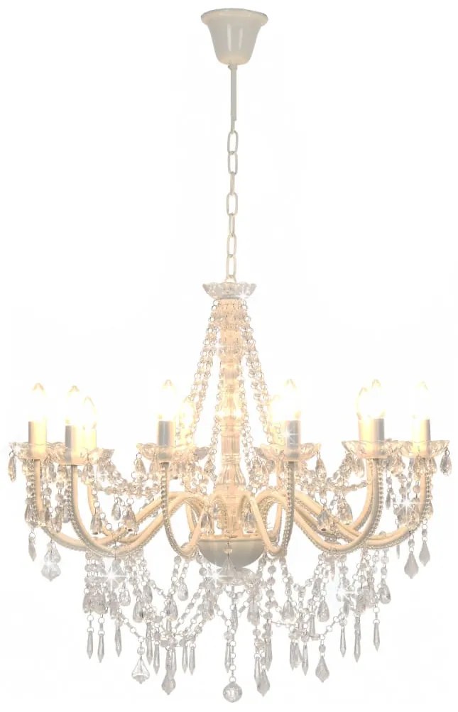 Lustre com contas lâmpadas 12 x E14 branco