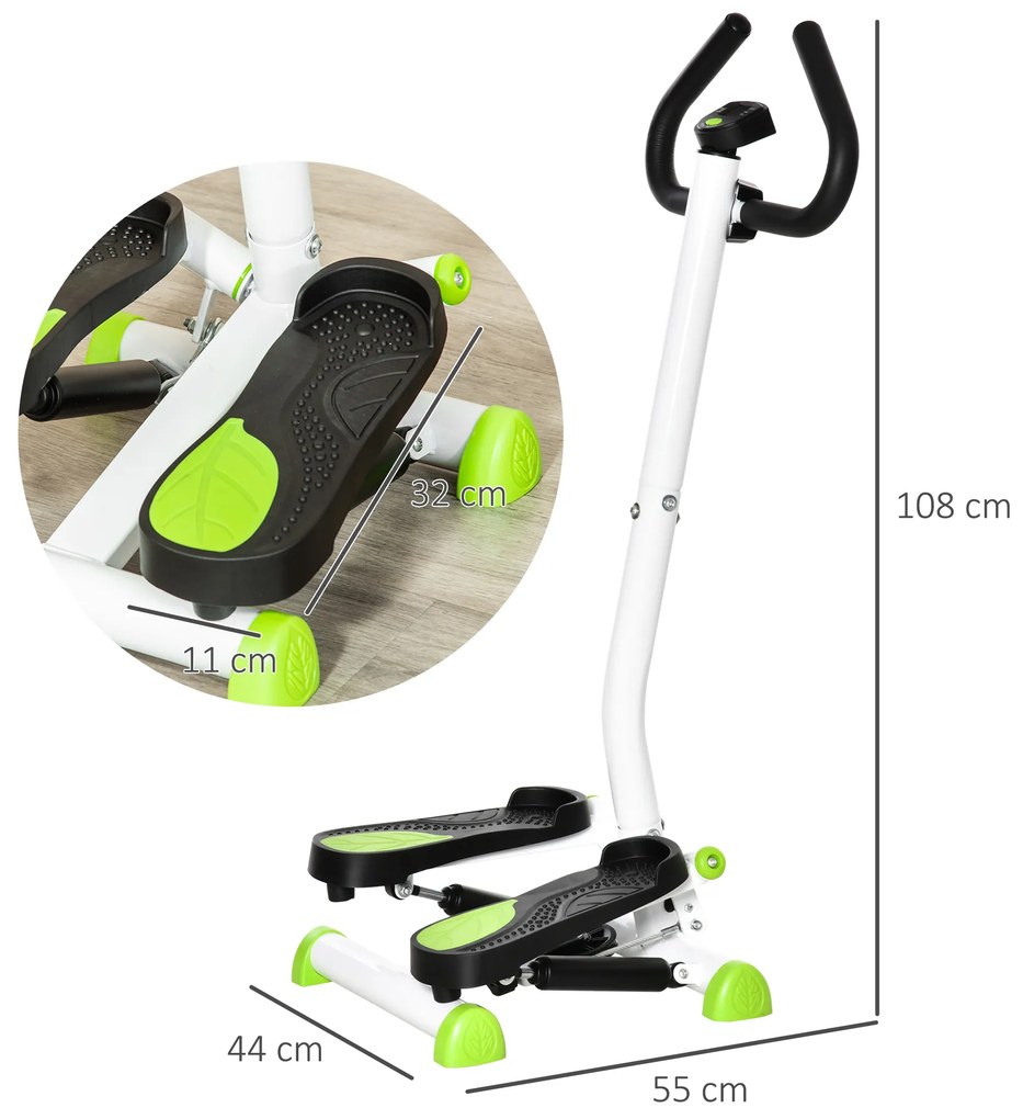 Máquina de Step Stepper Fitness em Casa com Tela LCD Alça e Pedais Antiderrapantes para Ginásio 55x44x108 cm Branco