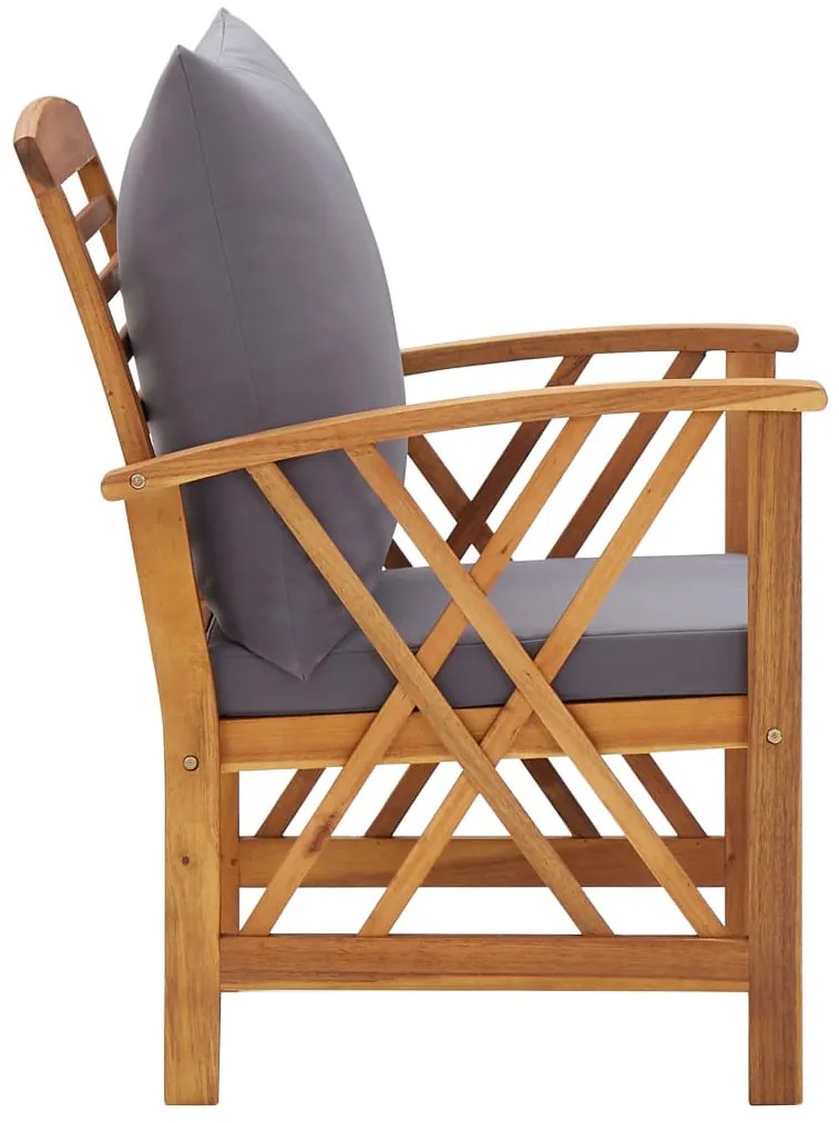 4 pcs conj. lounge jardim c/ almofadões madeira acácia maciça