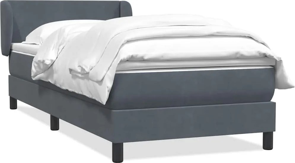 vidaXL Cama com molas/colchão 100x220 cm veludo cinzento-escuro