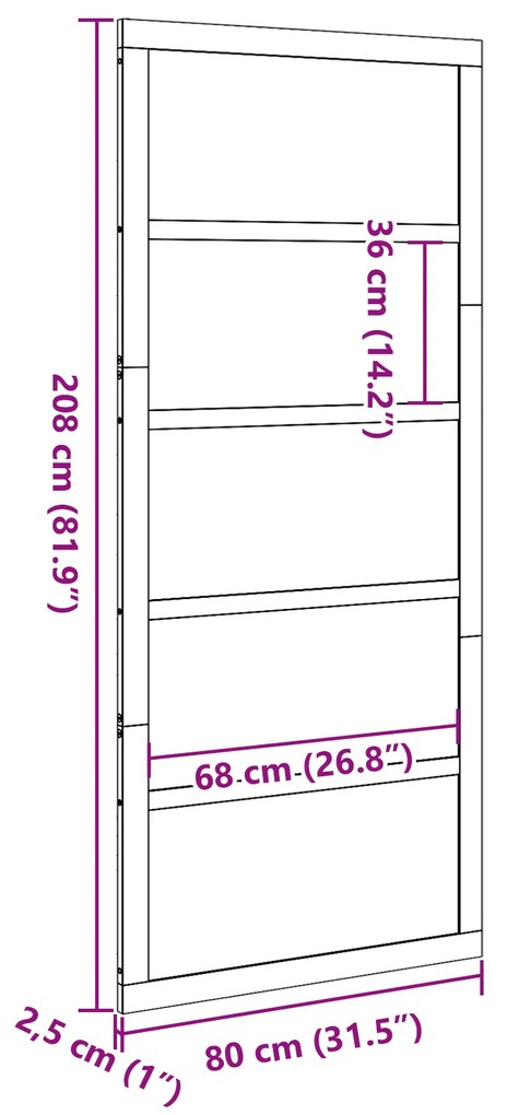 Porta de Celeiro Branca 80x208 cm Madeira Sólida de Pinho