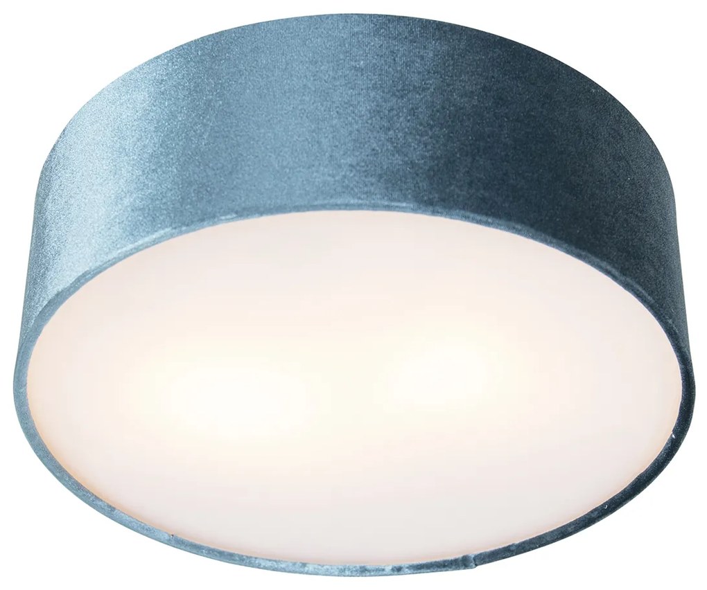 Candeeiro de teto moderno azul 30 cm com interior dourado - Drum Moderno