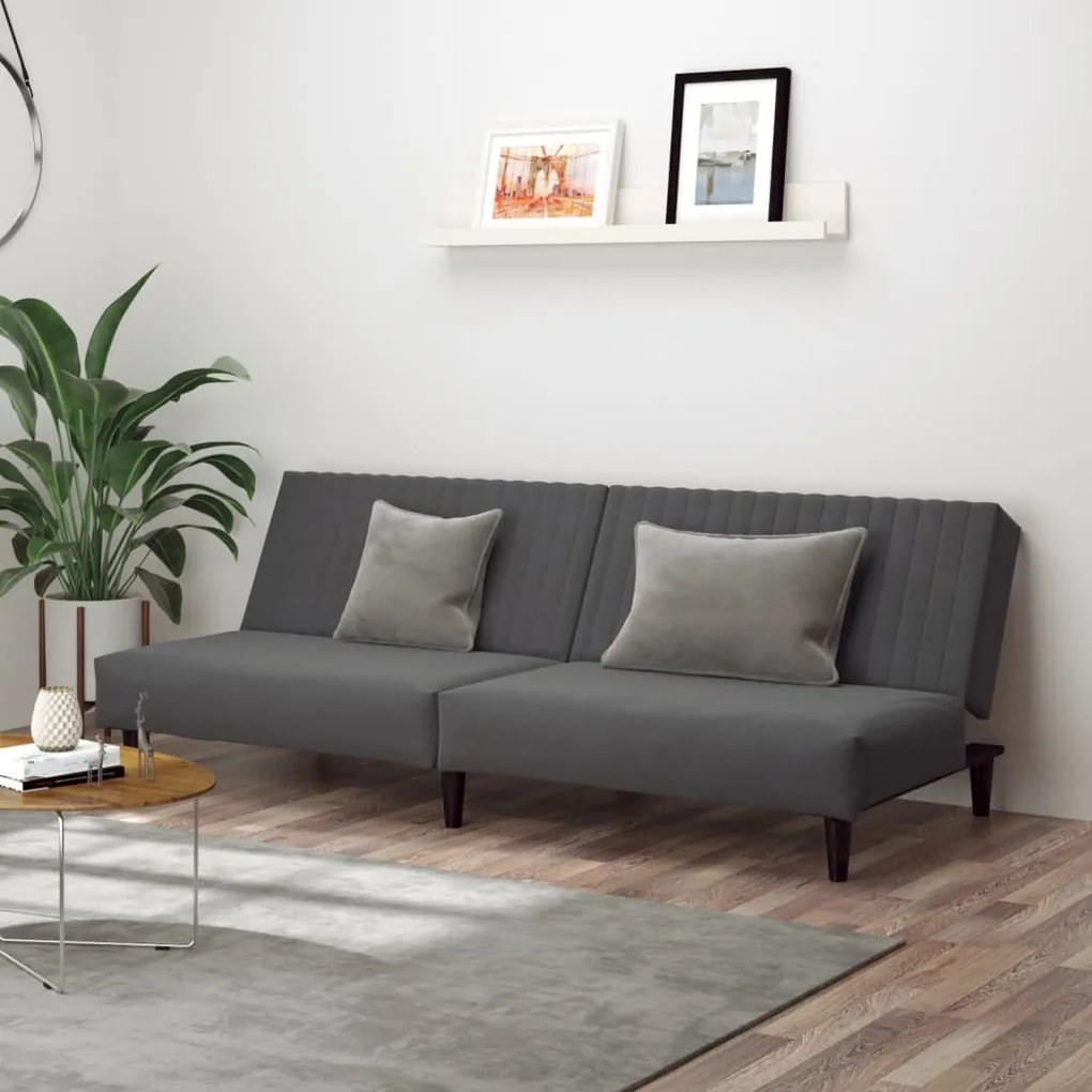 337640 vidaXL Sofá-cama de 2 lugares veludo cinzento-escuro