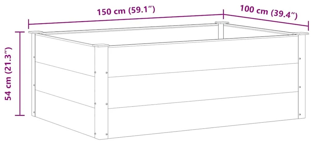 Canteiro elevado para jardim WPC 150x100x54 cm cinzento