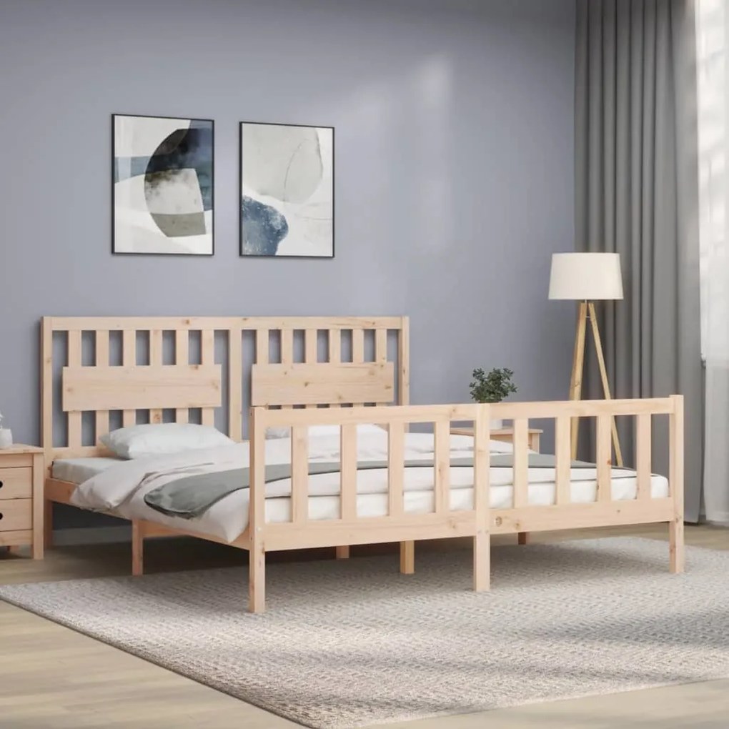 Estrutura de cama Super King Size com cabeceira madeira maciça