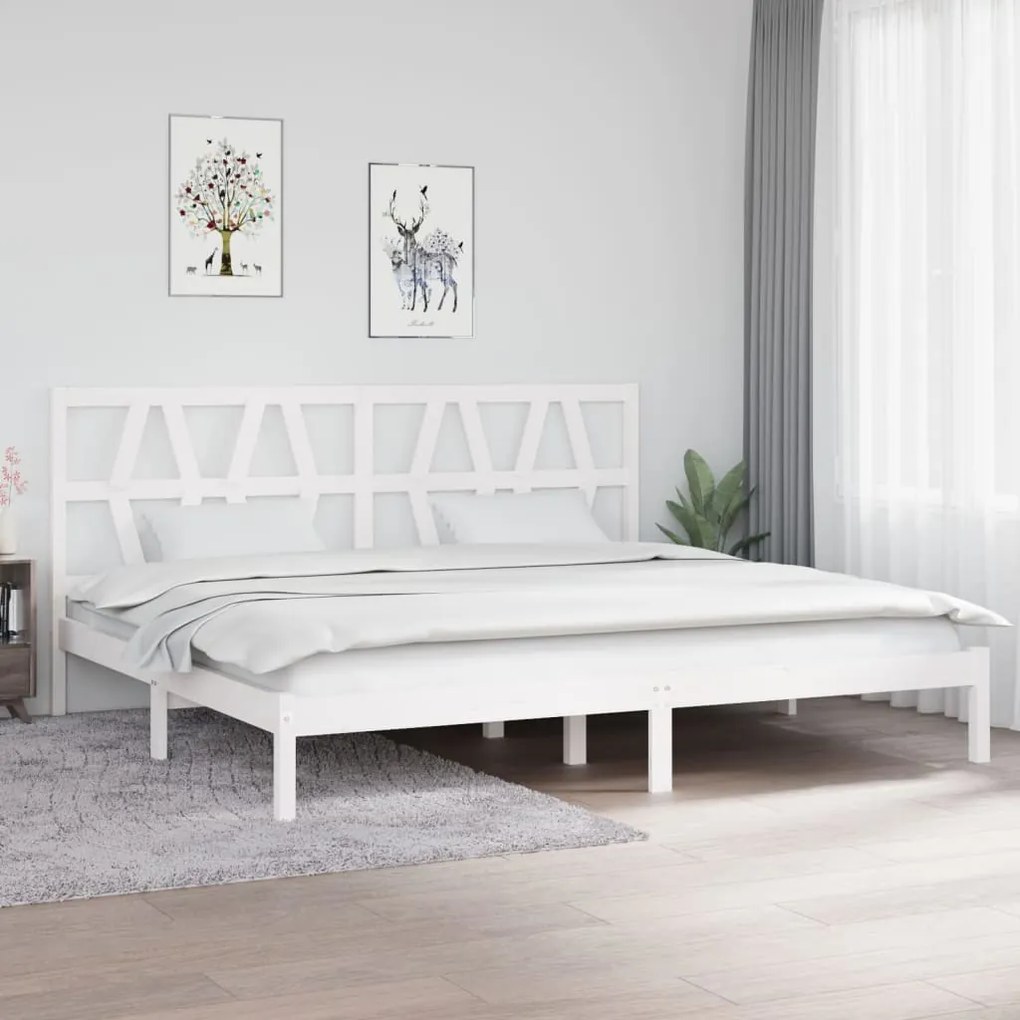 vidaXL Estrutura de cama 200x200 cm pinho maciço branco