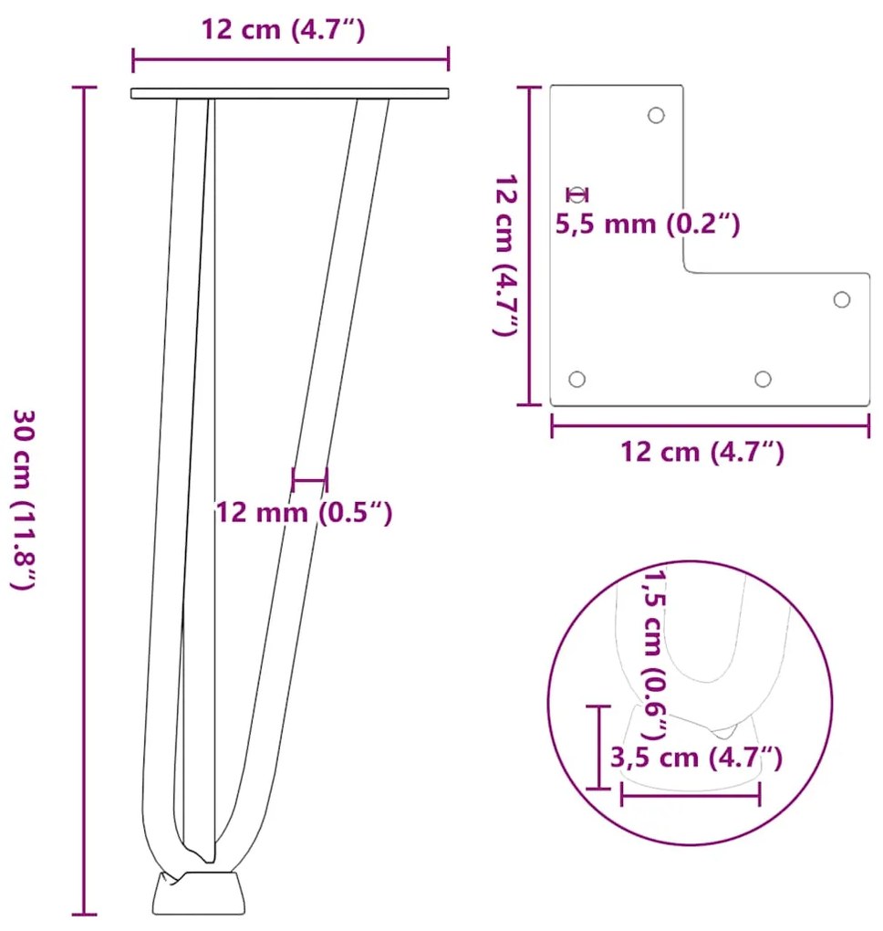 Pernas de grampo para mesa de centro 4 peças pretas 30 cm aço maciço