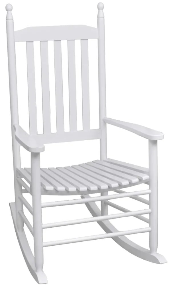vidaXL Cadeira de baloiço com assento curvo madeira branco
