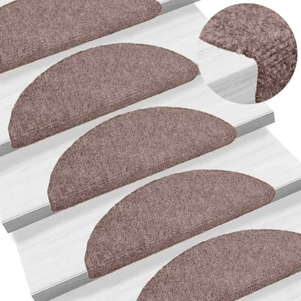 vidaXL Tapetes escada autoadesivos 10 pcs 56x17x3 cm agulhado creme