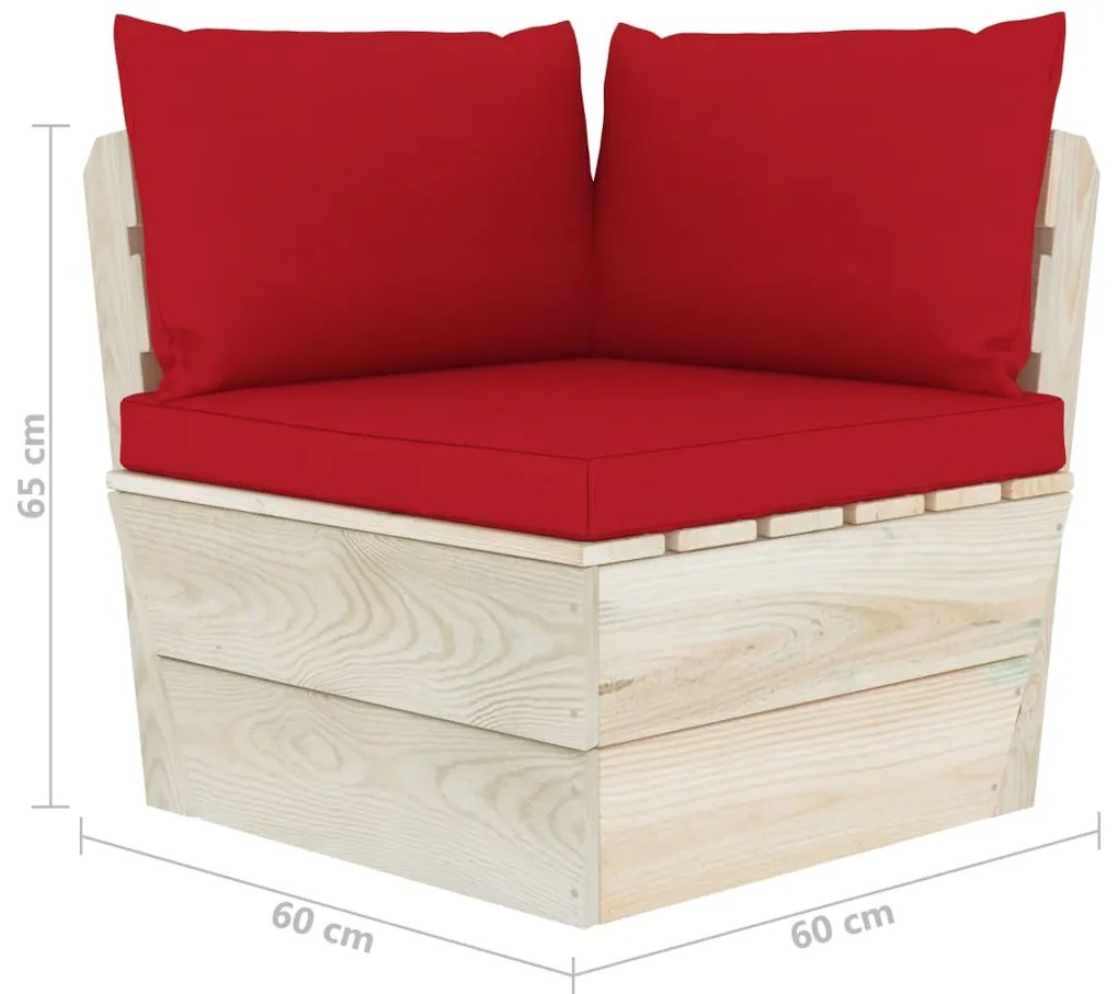 7 pcs conjunto lounge de paletes + almofadões madeira de abeto