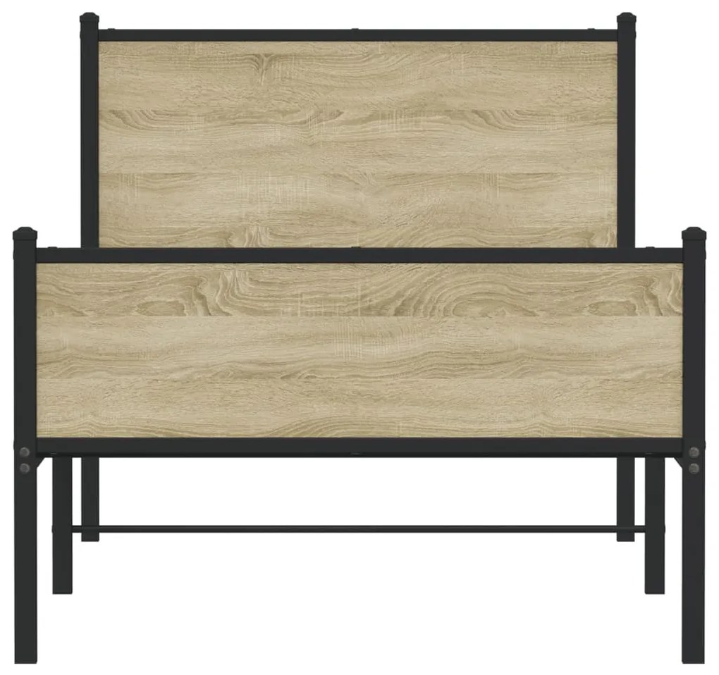 Estrutura de cama sem colchão 100x200 cm metal carvalho sonoma