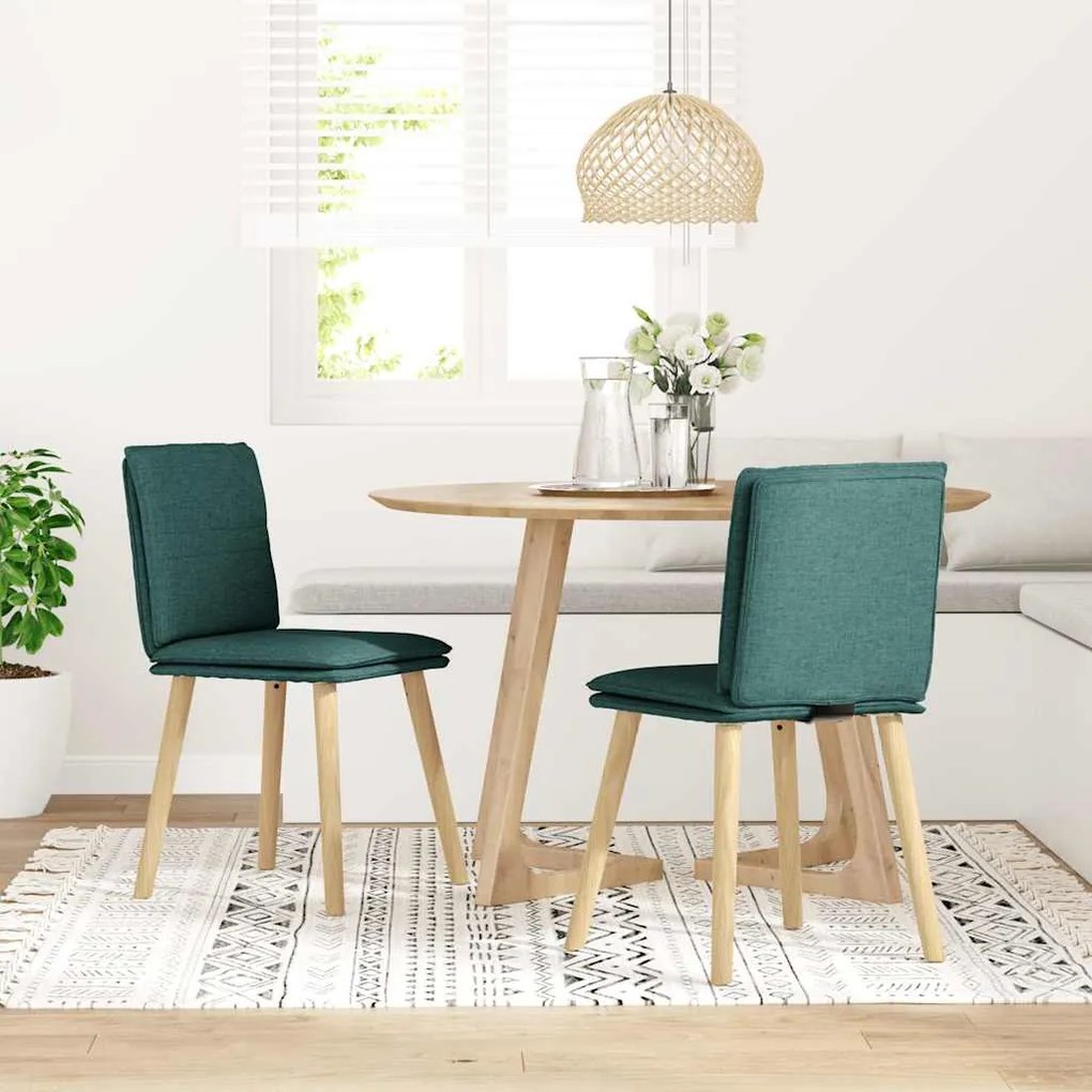 Cadeiras de jantar 2 pcs tecido verde-escuro