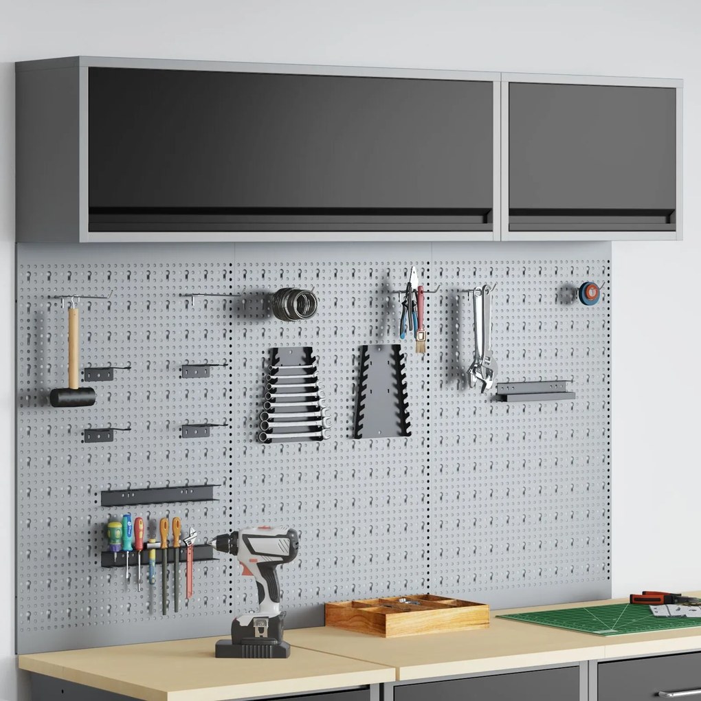 Conjunto de Armário e Painel de Ferramentas vidaXL com 5 Peças Montado